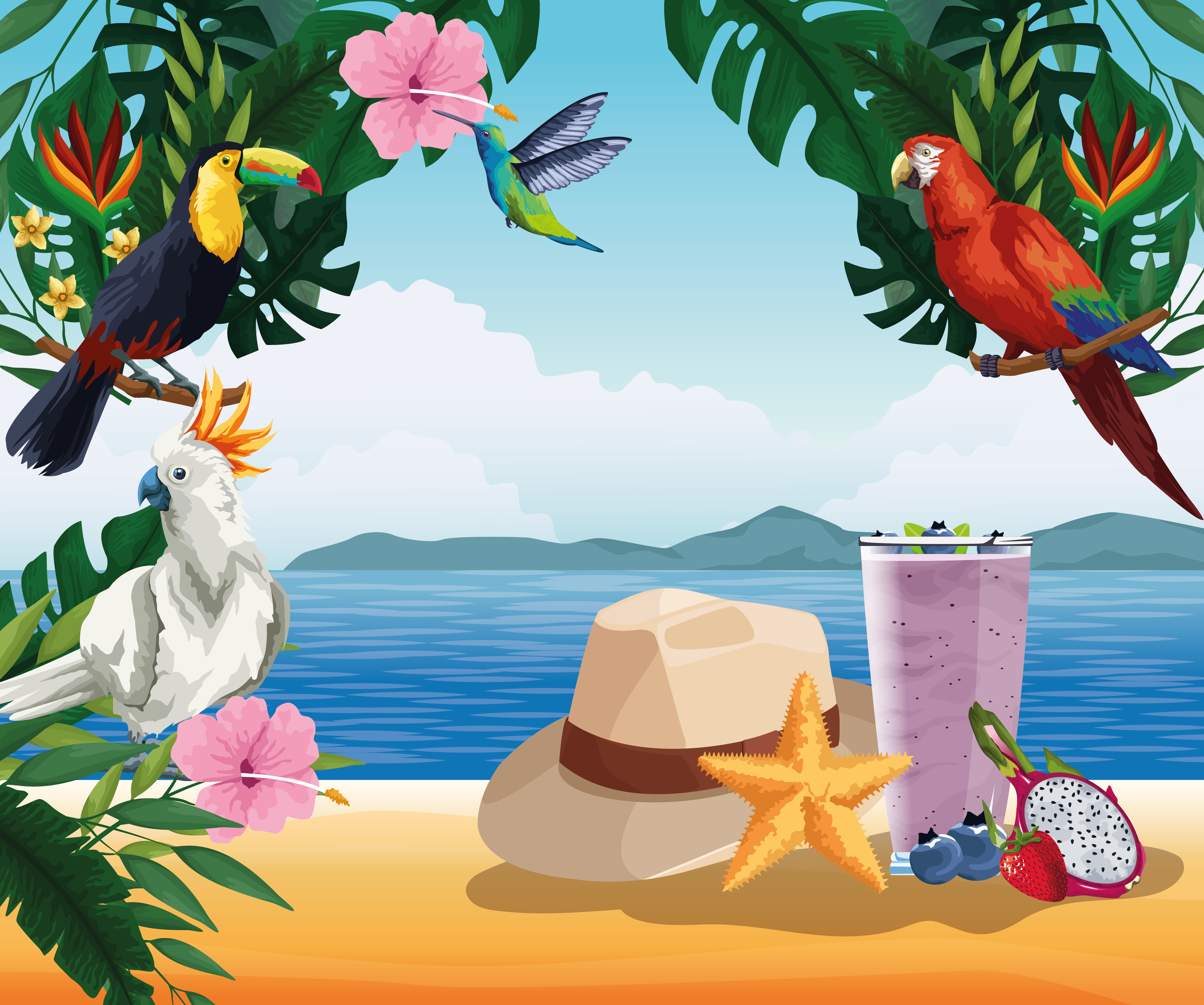 Summer vacation and beach cartoons 653172 Vector Art at Vecteezy