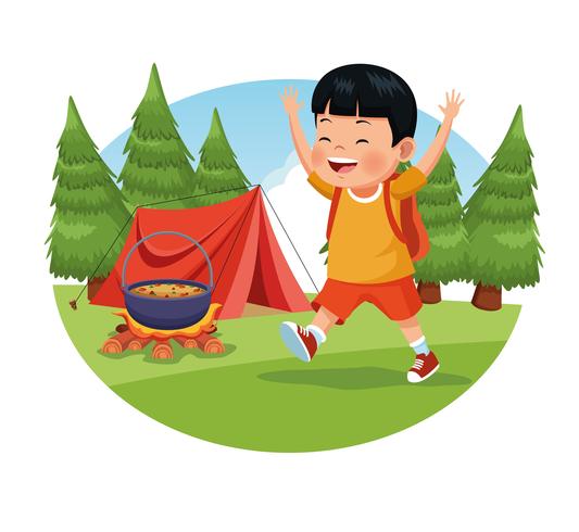 niños en la excursión escolar vector