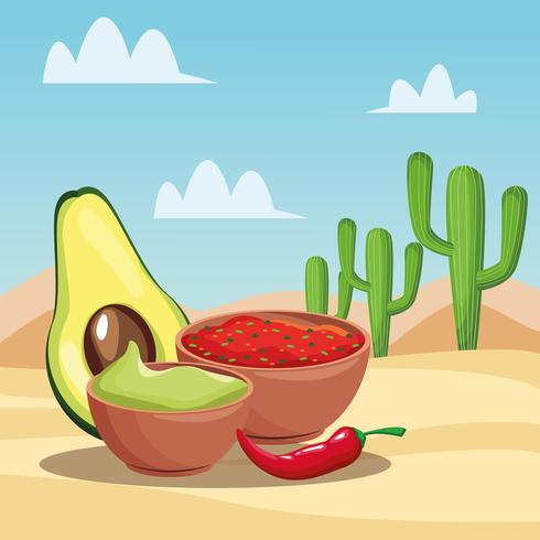 Mexican food cartoons vector