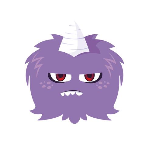 funny monster with horn comic character vector