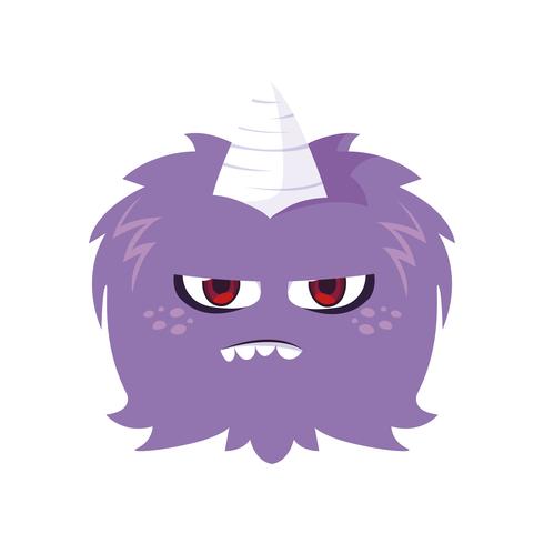 funny monster with horn comic character vector