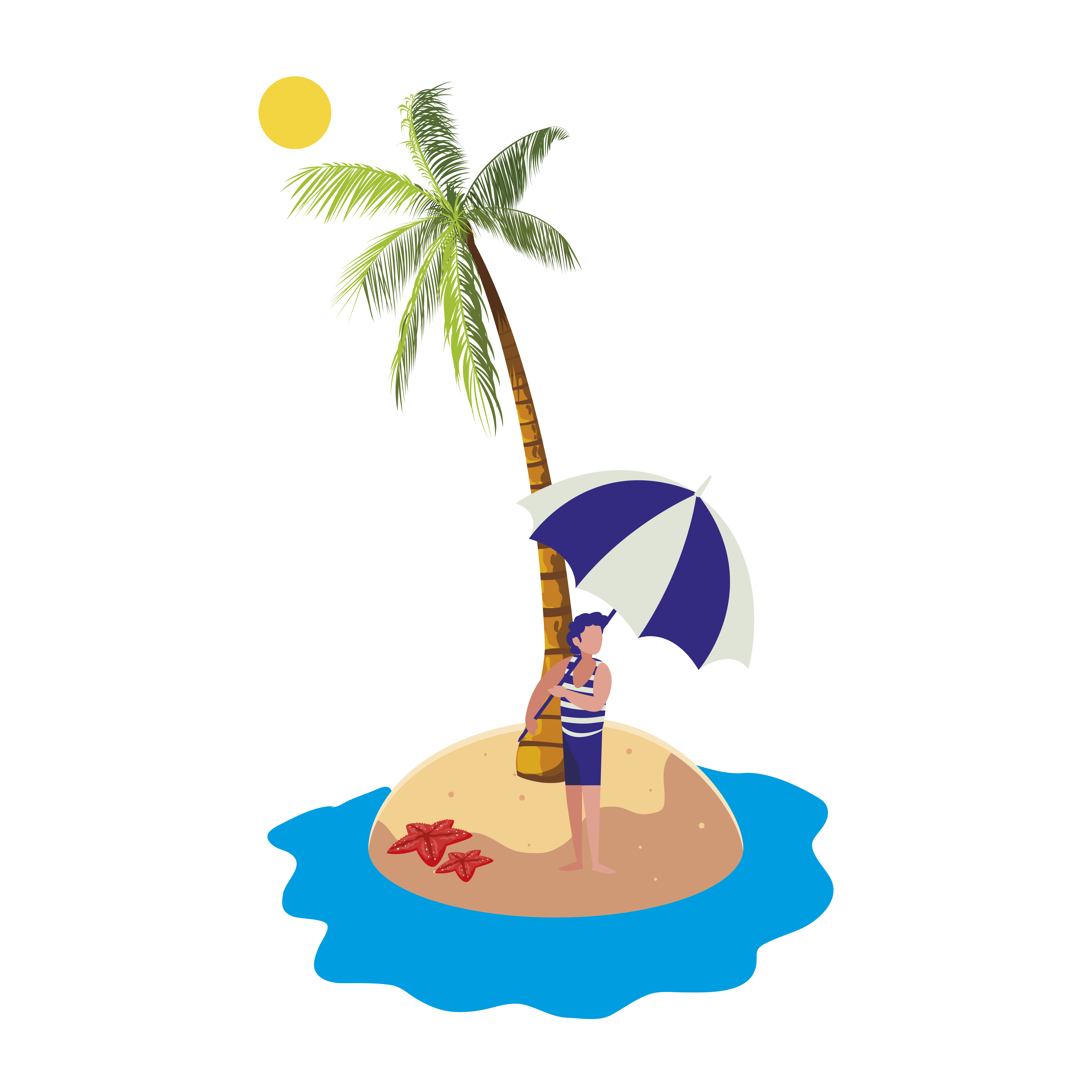 young boy on the beach summer scene 654027 Vector Art at Vecteezy