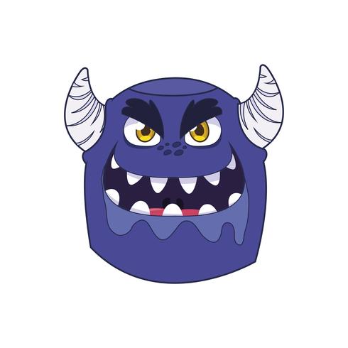 funny monster with horns comic character vector