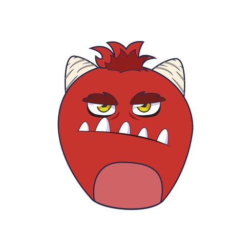 funny monster with horns comic character vector