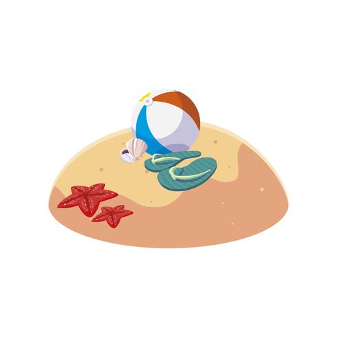 summer sand beach with beach balloon scene vector