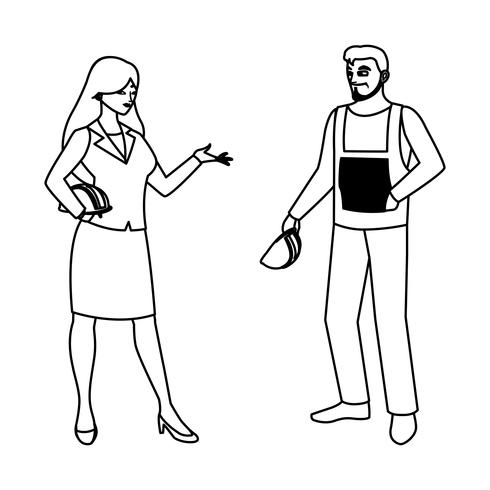 male builder constructor with woman engineer vector