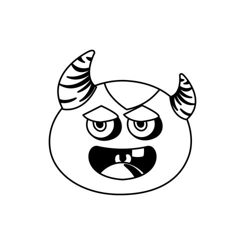 funny monster with horns comic character vector