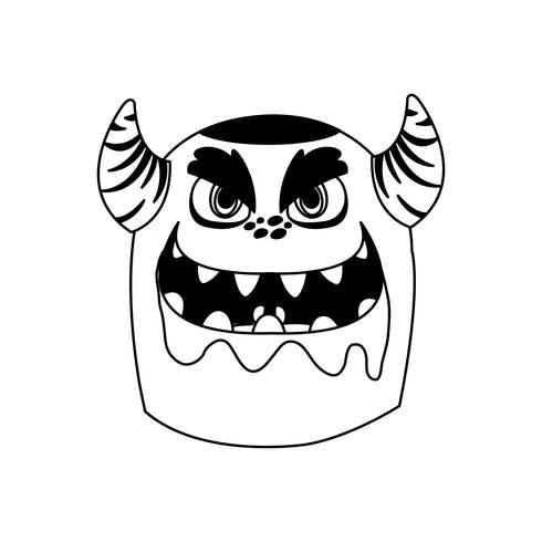 funny monster with horns comic character vector