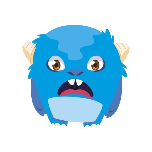 funny monster with horns comic character vector