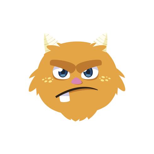 funny monster with horns comic character vector