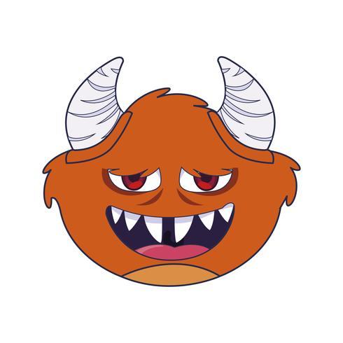 funny monster with horns comic character vector