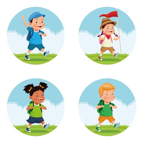 children on school field trip vector