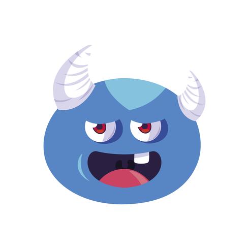 funny monster with horns comic character vector