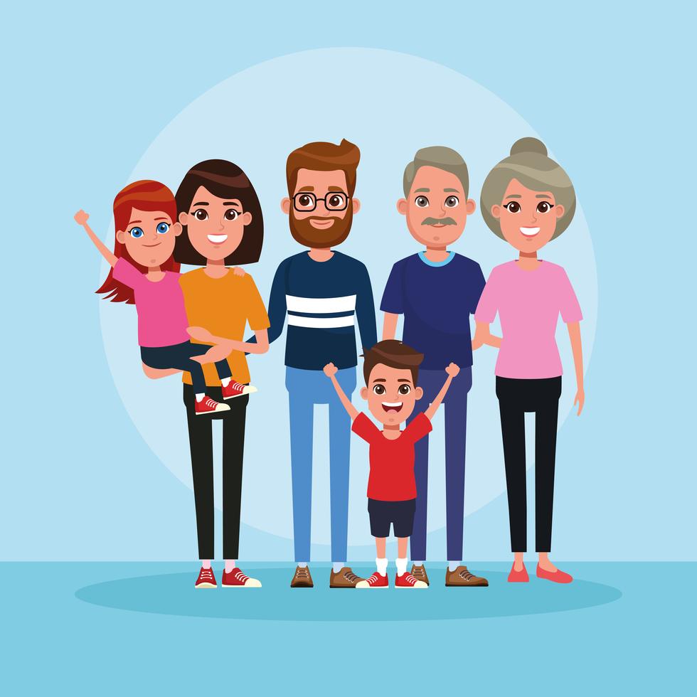 Family with kids cartoon 654508 Vector Art at Vecteezy