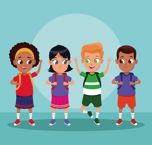 School boys and girls cartoons vector