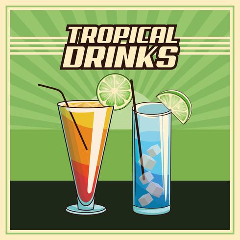 tropical cocktail poster vector