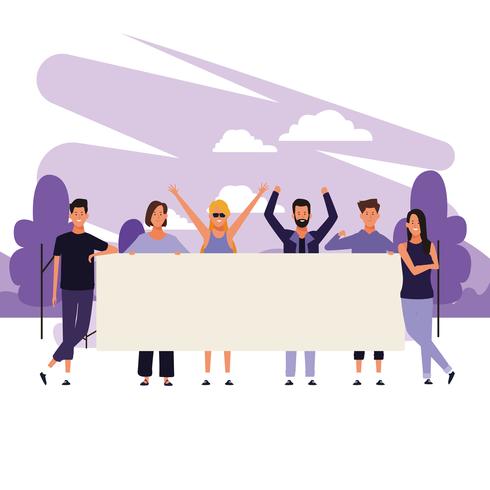 people with posters vector