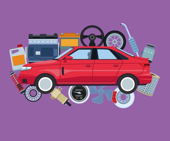 Car factory and parts vector