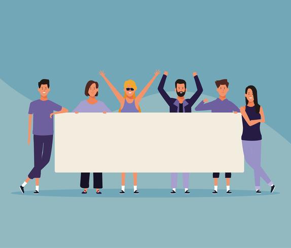 people with posters vector