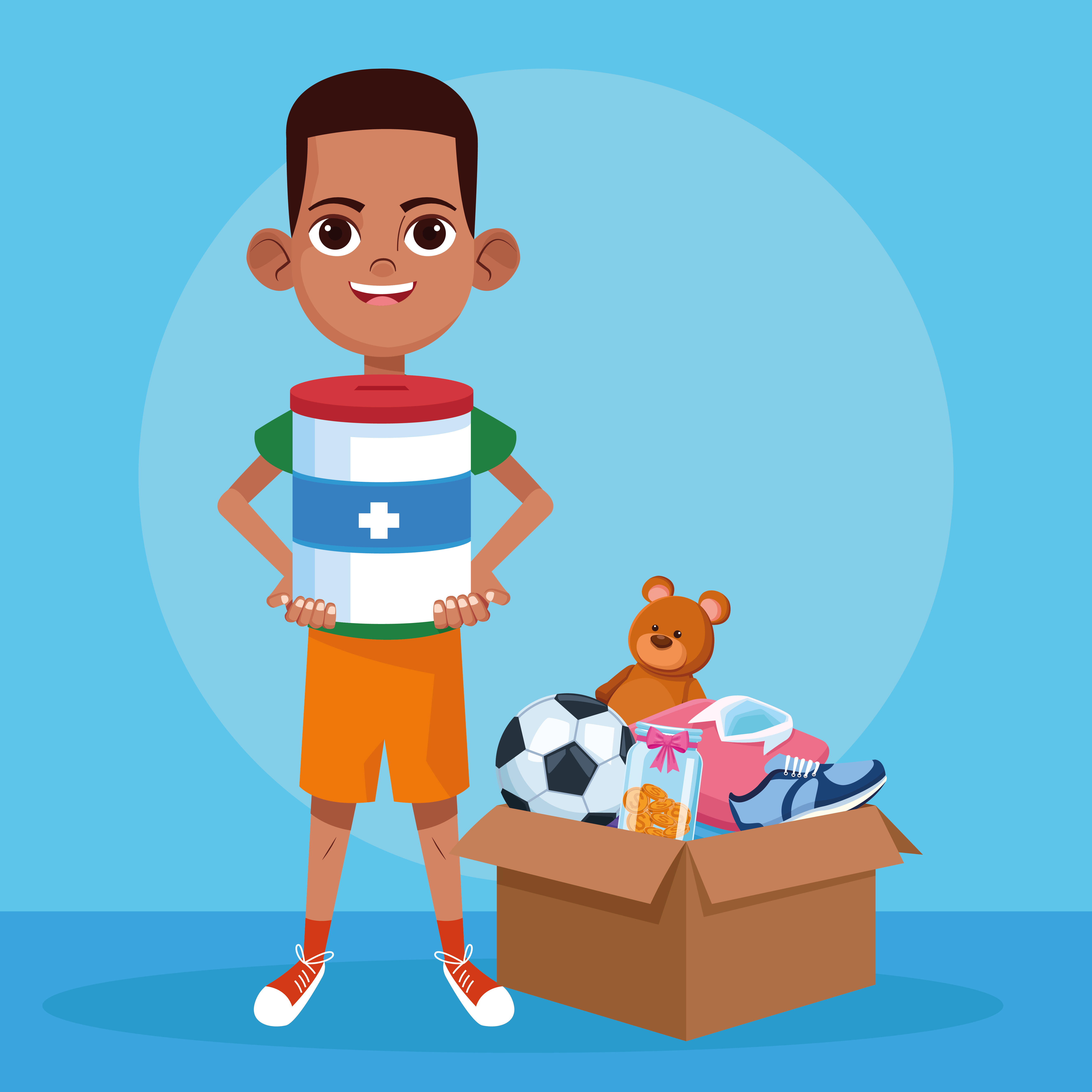 Kid donation charity cartoon 654768 Vector Art at Vecteezy