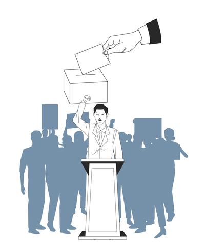 man making a speech and audience silhouette vector