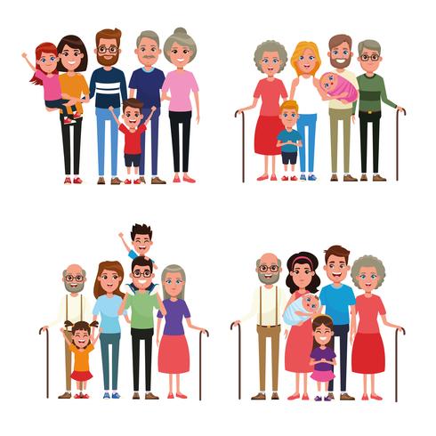 Familia con dibujos animados de niños vector