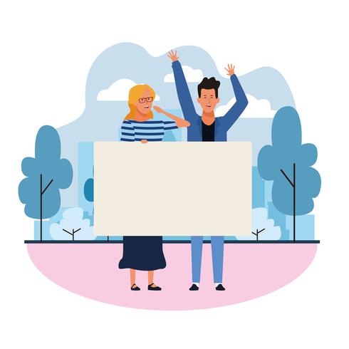 people with posters vector