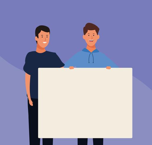 personas con carteles vector