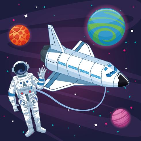 Astronaut in the galaxy cartoon vector