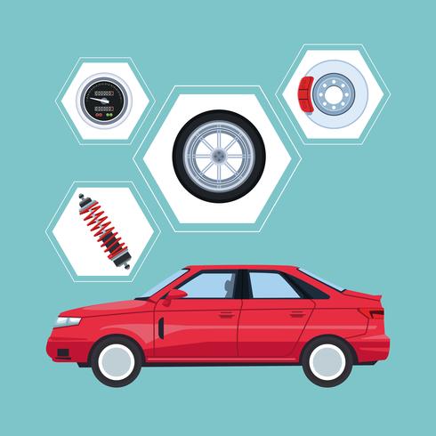 Car factory and parts vector