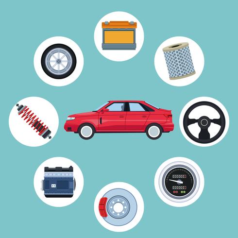 Car factory and parts vector