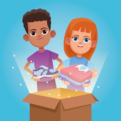 Kids donation and charity cartoon vector