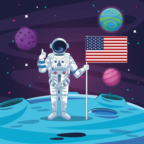 Astronaut in the galaxy cartoon vector