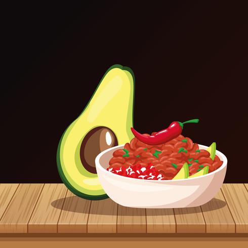Caricaturas de comida mexicana vector
