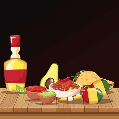 Mexican food cartoons vector