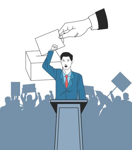 man making a speech and audience silhouette vector