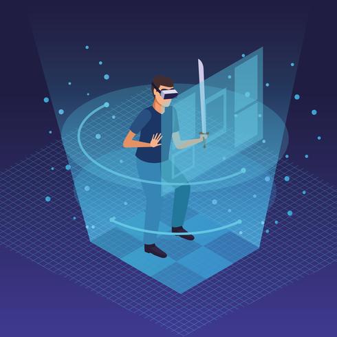 Virtual reality and friends cartoons vector