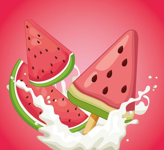 ice lolly with strawberry vector