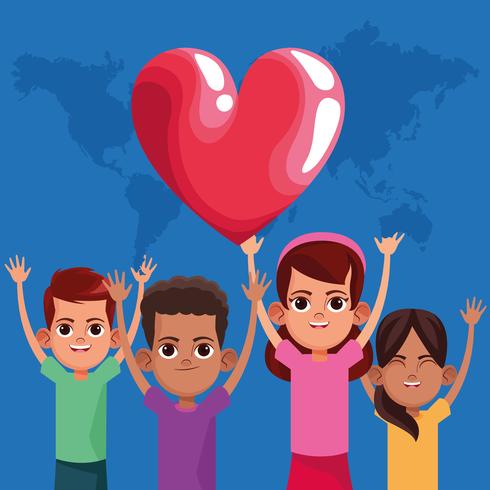 Cute kids smiling with arms up vector