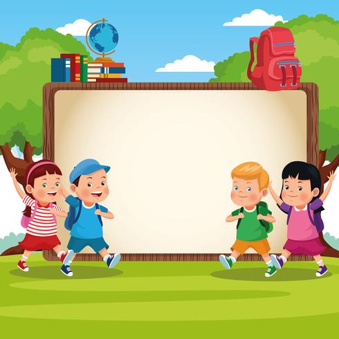 back to school kids cartoons vector