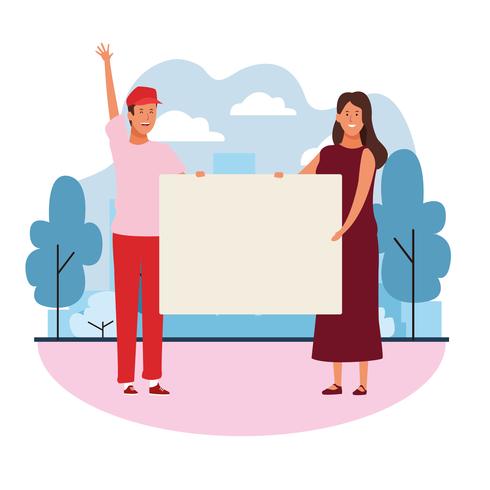 people with posters vector