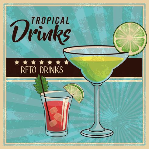 tropical cocktail poster vector