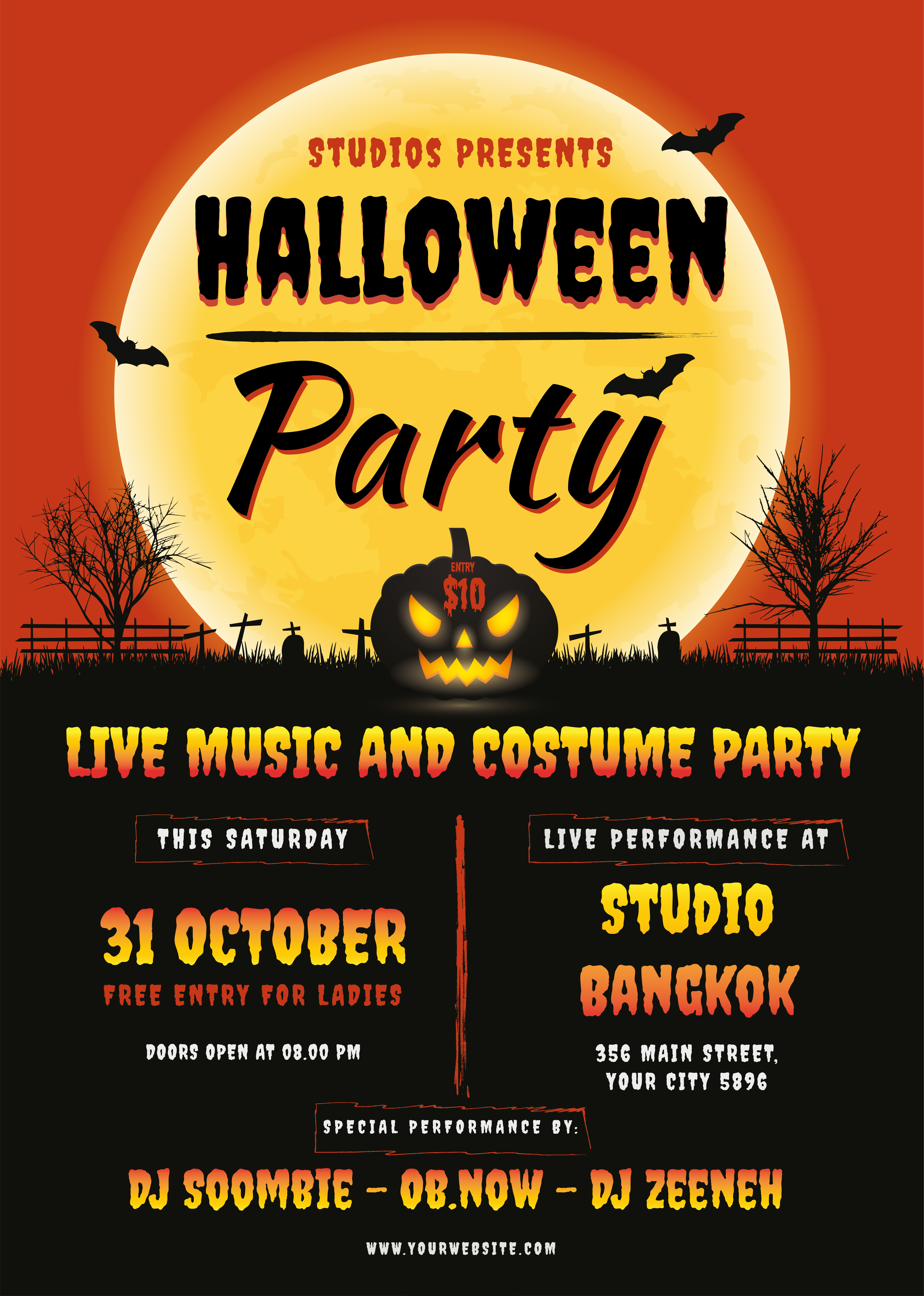 halloween party poster flyer design download free halloween invitation free