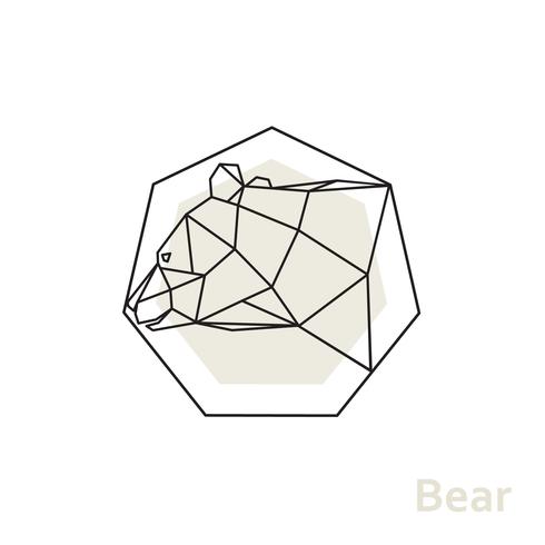 Cabeza de oso geométrica con vista lateral. vector