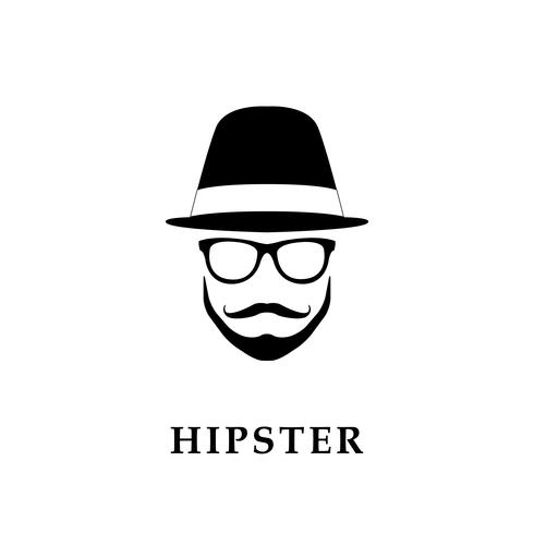 Vector portrait of bearded man wearing hat and glasses.