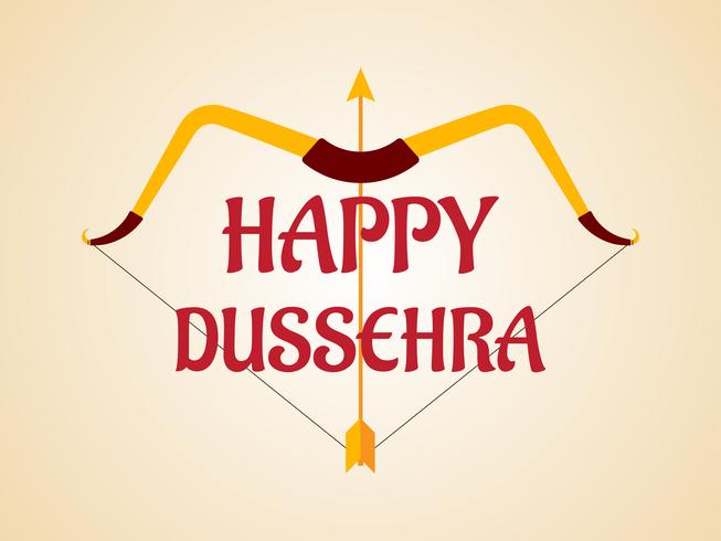 Feliz festival de Dussehra de la decoración de la India con el arco y el fondo de la flecha vector