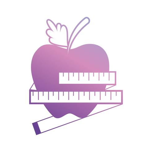 line apple fruit with tape measuring vector