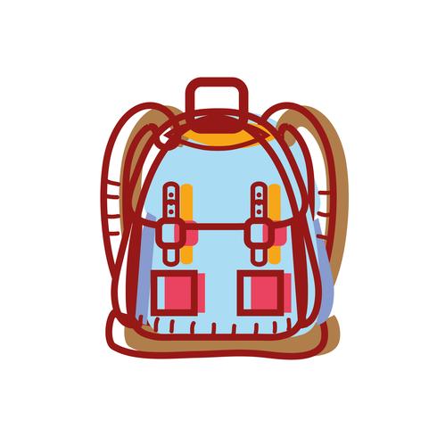 Objeto mochila con diseño de bolsillos y cierres. vector