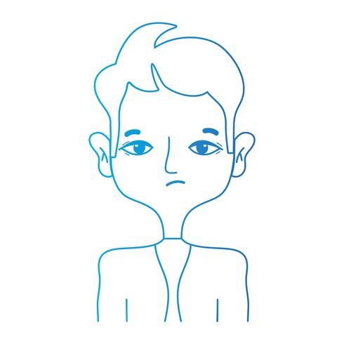 line sad man with elegant clothes and hairstyle design vector