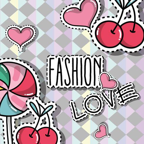 fashion patches trendy backgroun design vector